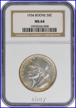 Boone Commemorative Silver Half Dollar 1934 MS64 NGC