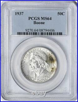 Boone Commemorative Silver Half Dollar 1937, MS64, PCGS