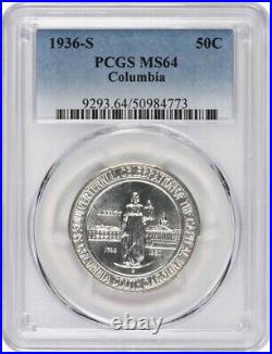 Columbia Commemorative Silver Half Dollar 1936-S MS64 PCGS