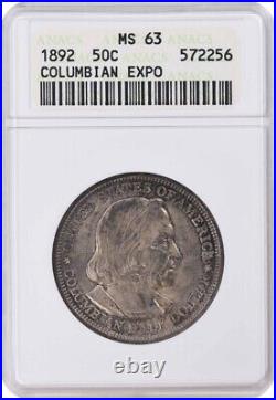 Columbian Commemorative Silver Half Dollar 1892 MS63 ANACS