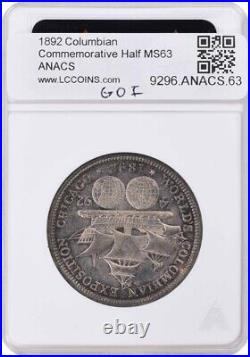 Columbian Commemorative Silver Half Dollar 1892 MS63 ANACS