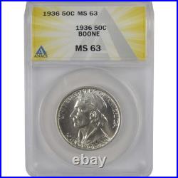 Daniel Boone Commemorative 50C 1936 MS 63 ANACS Silver SKUCP164