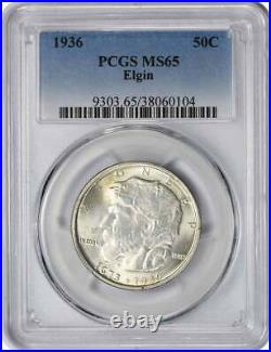 Elgin Commemorative Silver Half Dollar 1936, MS65, PCGS