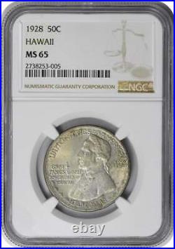 Hawaii Commemorative Silver Half Dollar 1928 MS65 NGC