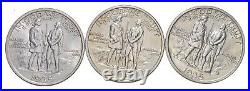 Lot (3) 1935-P/D/S Daniel Boone Commemorative Half Dollars All 3 Mints! 5191