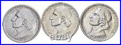 Lot (3) 1935-P/D/S Daniel Boone Commemorative Half Dollars All 3 Mints! 5191