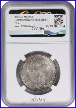 Monroe Commemorative Silver Half Dollar 1923-S MS64 NGC