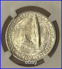 NCG 1935-S MS65 San Diego Silver Commemorative Half 50c Bright White/Gold Luster