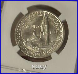 NCG 1935-S MS65 San Diego Silver Commemorative Half 50c Bright White/Gold Luster