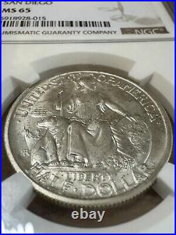 NCG 1935-S MS65 San Diego Silver Commemorative Half 50c Bright White/Gold Luster