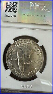 NCG 1935-S MS65 San Diego Silver Commemorative Half 50c Bright White/Gold Luster