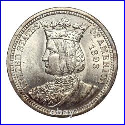 Nice 1893 Isabella Commemorative Us Quarter Unc Details Toned