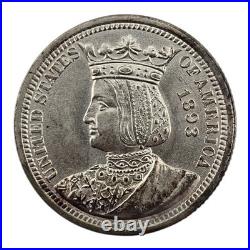 Nice 1893 Isabella Commemorative Us Quarter Unc Details Toned