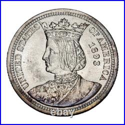 Nice 1893 Isabella Commemorative Us Quarter Unc Details Toned