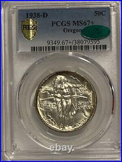 Oregon Trail 1938-D 50C Silver Commemorative PCGS MS67+ (CAC) Half Dollar Coin