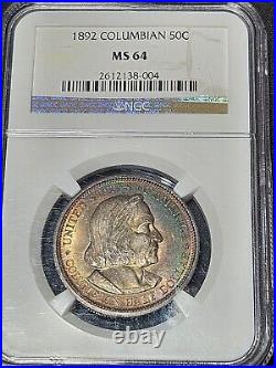 Rainbow Toner 1892 Columbian Half Dollar MS64 NGC