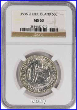 Rhode Island Commemorative Silver Half 1936 MS63 NGC