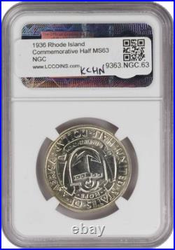 Rhode Island Commemorative Silver Half 1936 MS63 NGC