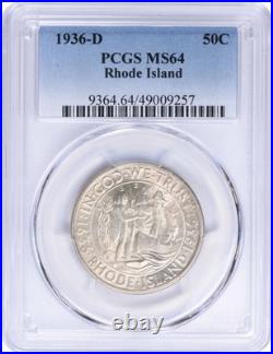 Rhode Island Commemorative Silver Half Dollar 1936-D MS64 PCGS