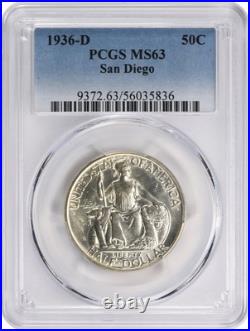San Diego Commemorative Silver Half Dollar 1936-D MS63 PCGS San Diego Commemorative Silver Half Dollar 1936-D MS63 PCGS