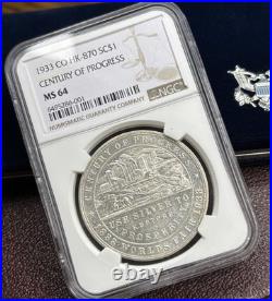 Silver So Called Dollar 1933 Century of Progress CO. HK-870 NGC MS64 Gorgeous
