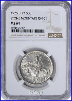 Stone Mountain Commemorative Silver Half Dollar 1925 DDO FS-101 MS64 NGC