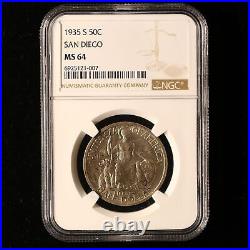 Us 1935 S San Diego Silver Commemorative Half Dollar Uncirculated Bu Ms64 Ngc