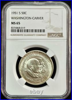 WOW 1951-S Washington-Carver Silver Half Dollar- NGC MS 65 Lustrous Specimen