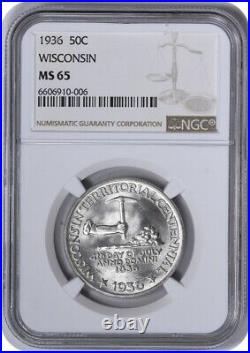 Wisconsin Commemorative Silver Half Dollar 1936 MS65 NGC
